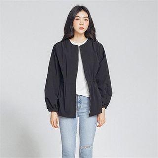 Balloon-sleeve Band-waist Jacket Black - One Size