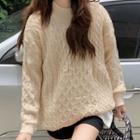 Slit-side Cable Knit Sweater