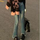 Lace-up Frayed Boot-cut Jeans