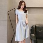 Linen Short-sleeve A-line Dress