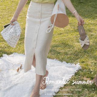 Button-up Long H-line Skirt