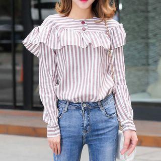 Ruffle Striped Blouse