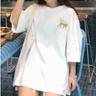 Short-sleeve Print Loose-fit T-shirt White - One Size