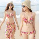 Set: Leaf Print Bikini + Cover-up