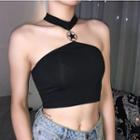 Halter Open Back Cropped Top