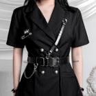 Chained Buckled Harness Belt Belt - Black - One Size