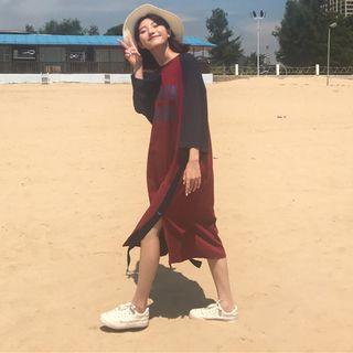Lettering Raglan T-shirt Dress