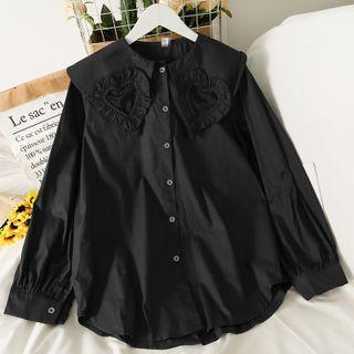 Collar-details Loose Plain Shirt