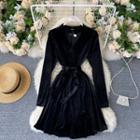 V-neck Cutout Velvet Dress