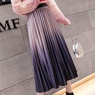 Gradient Color Accordion Pleat Skirt