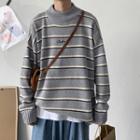 Letter Embroidered Stripe Sweater