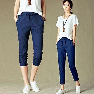 Linen-blend Capri Pants