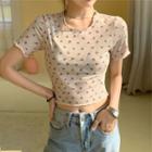 Cherry Print Cropped T-shirt
