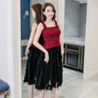 Set: Plain Tank Top + Fringed Midi Skirt