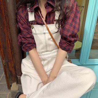 Stitched Wide Overall Pants Ivory - One Size