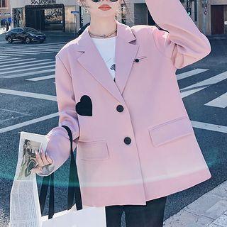 Heart Applique Single-breasted Blazer