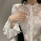 Flower Embroidered Sweater / Bell-sleeve Lace Top