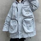 Plain Long-sleeve Loose-fit Cargo Jacket