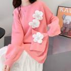 Long Sleeve Flower Accent Sweater