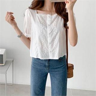 Square-neck Embroidered Blouse