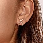 Rhinestone Cross Earring 1 Pair - Rhinestone Cross Earring - One Size