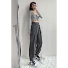 High-waist Cargo Dress Pants With Adhesive Tabs