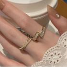 Rhinestone Open Ring / Faux Pearl Knot Ring / Set