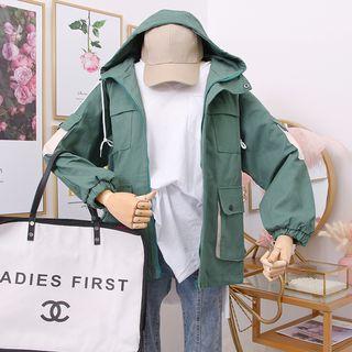 Loose-fit Colorblock Hooded Safari Jacket