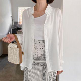 Slit-back Sheer Oversized Shirt