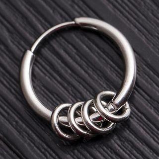 Stainless Steel Interlocking Hoop Earring 188 - Gunmetal - One Size