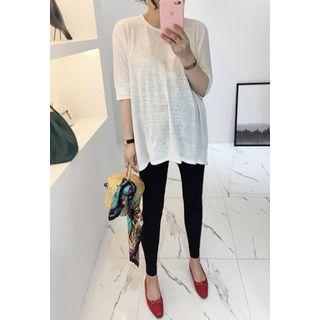 Dolman-sleeve Linen Blend Boxy-fit T-shirt