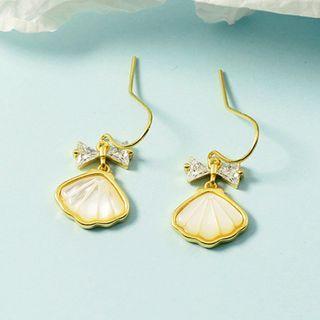 Bow Rhinestone Shell Alloy Dangle Earring 1 Pair - Gold - One Size