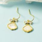 Bow Rhinestone Shell Alloy Dangle Earring 1 Pair - Gold - One Size