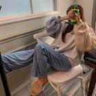 Color-block Fleece-lined Boxy Sweatshirt
