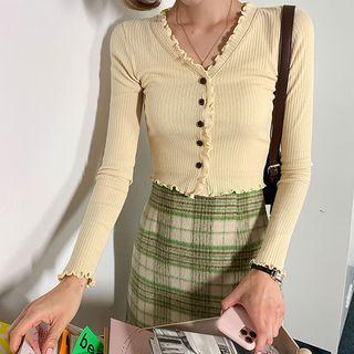 Lettuce-edge Cropped Cardigan