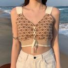 Patterned Cropped Camisole Top Almond - One Size