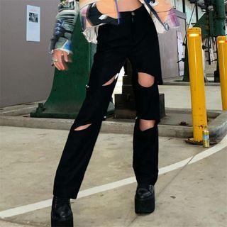 Distressed Straight Pants