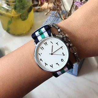 Arabic Numeral Canvas Nato Strap Watch