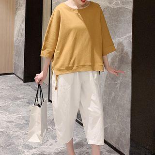 Set: 3/4-sleeve Sweatshirt + Cropped Harem Pants