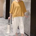 Set: 3/4-sleeve Sweatshirt + Cropped Harem Pants