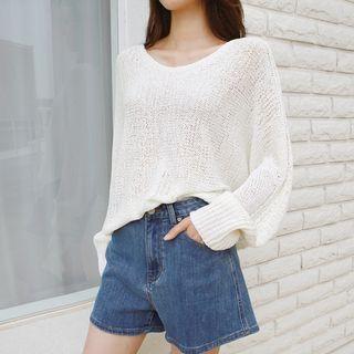 U-neck Drop-shoulder Knit Top