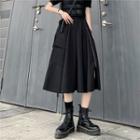 Buckled A-line Midi Skirt