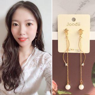 Faux Pearl Rhinestone Swirl Dangle Earring
