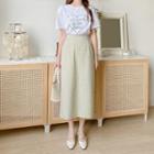Zip-side Plaid Long H-line Skirt