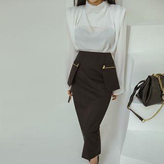 Zipped Pocket-detail Long Skirt