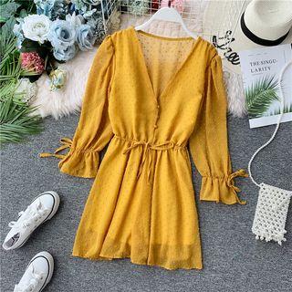 V-neck Drawstring Chiffon Playsuit