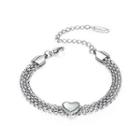 Elegant Romantic Heart-shaped 316l Stainless Steel Multi-layer Bracelet Silver - One Size
