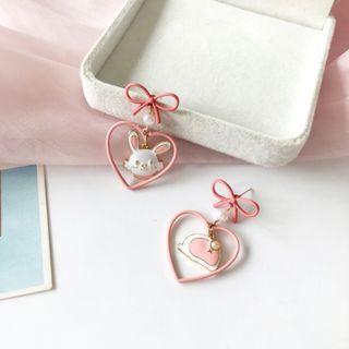 Rabbit Heart Asymmetrical Alloy Dangle Earring