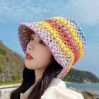 Rainbow Straw Woven Bucket Hat