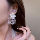 Flower Faux Pearl Faux Crystal Fringed Earring 1 Pair - White - One Size